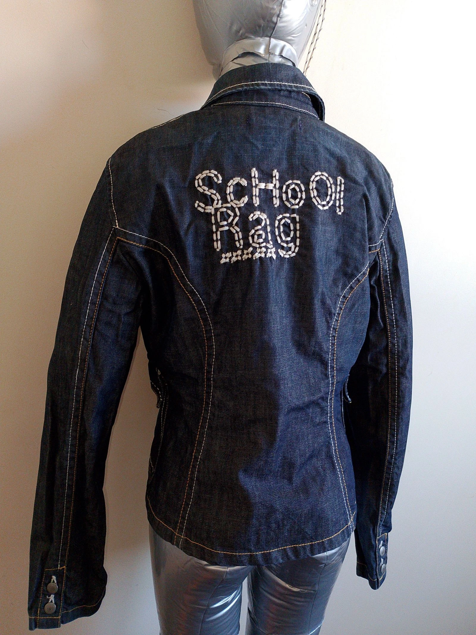Veste blazer em denim cru School Rag – Bordados artesanais – Tamanho 3 – photo 5